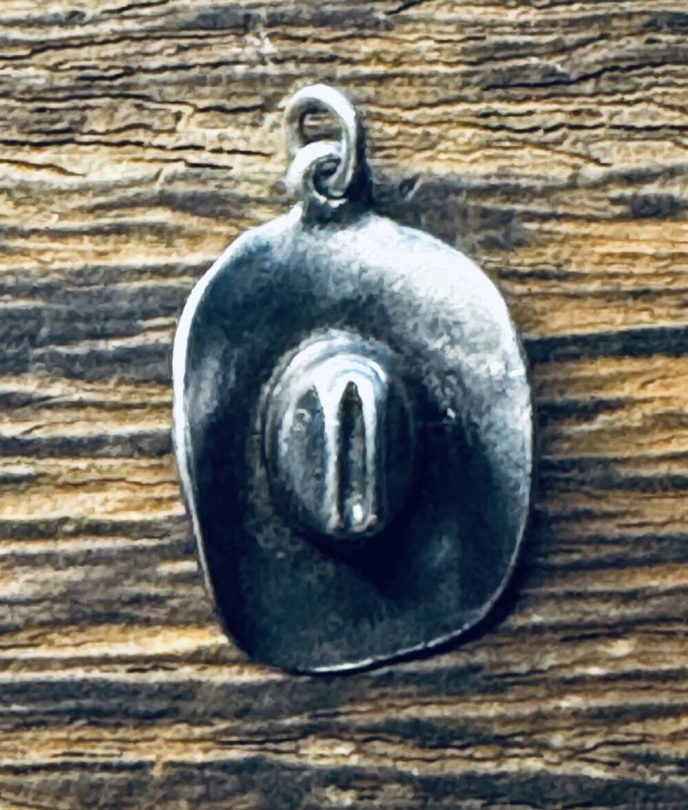 Vintage 925 Sterling Silver Cowboy Hat Charm 3D Western Cowgirl Pendant